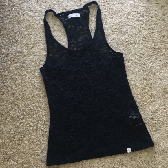 Navy blue Lace racer back tank from GillyHicks. - Picture 2 of 2